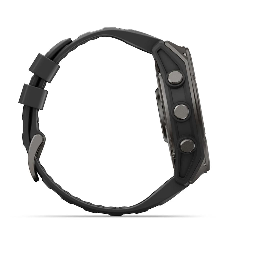 Garmin fenix 9 smartwatch, 51mm, Carbon Grey DLC Titanium with Black Silicone Band