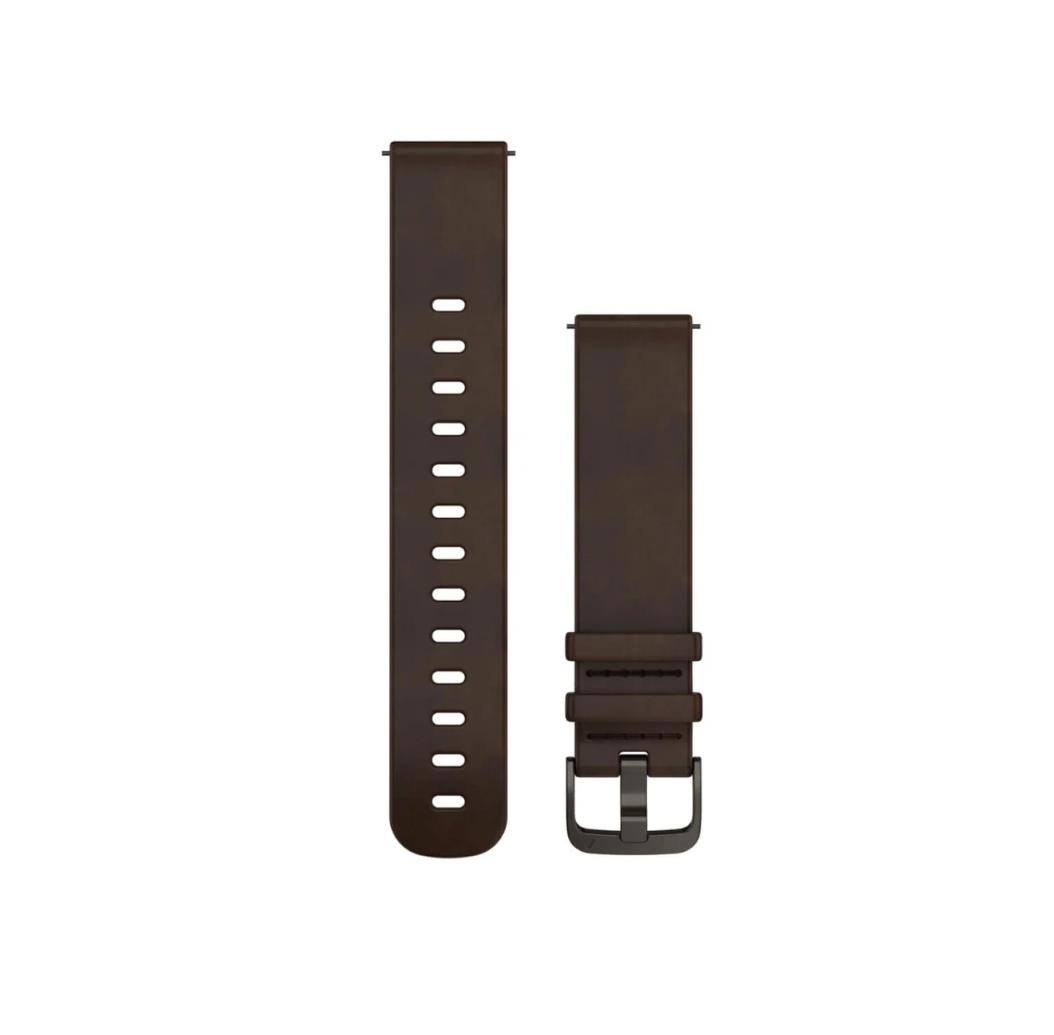 Garmin vivomove HR Quick Release Band, 20 mm, L, Dark Brown Leather