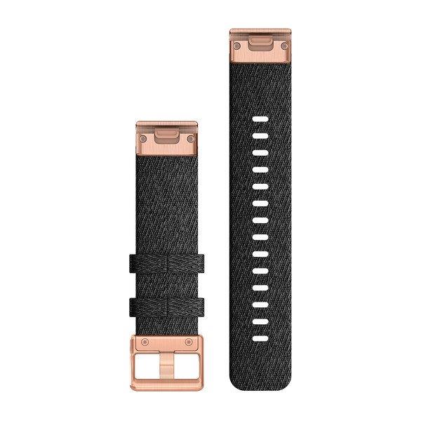 Garmin QuickFit 20mm Nylon Watch Strap for fenix 6s, Black / Rose Gold
