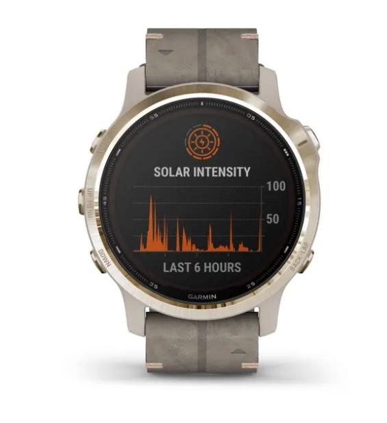 Garmin fenix 6S Pro Solar smartwatch, Gold/Shale Grey
