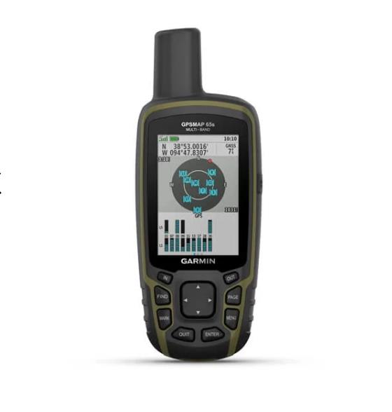 GPSMAP® 65s Vairāku frekvenču un GNSS portatīvā navigācijas ierīce ar sensoriem